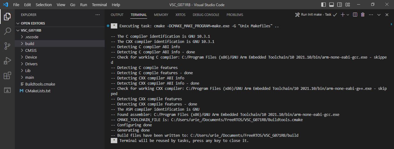 VSC Tasks Run Init make en ejecución