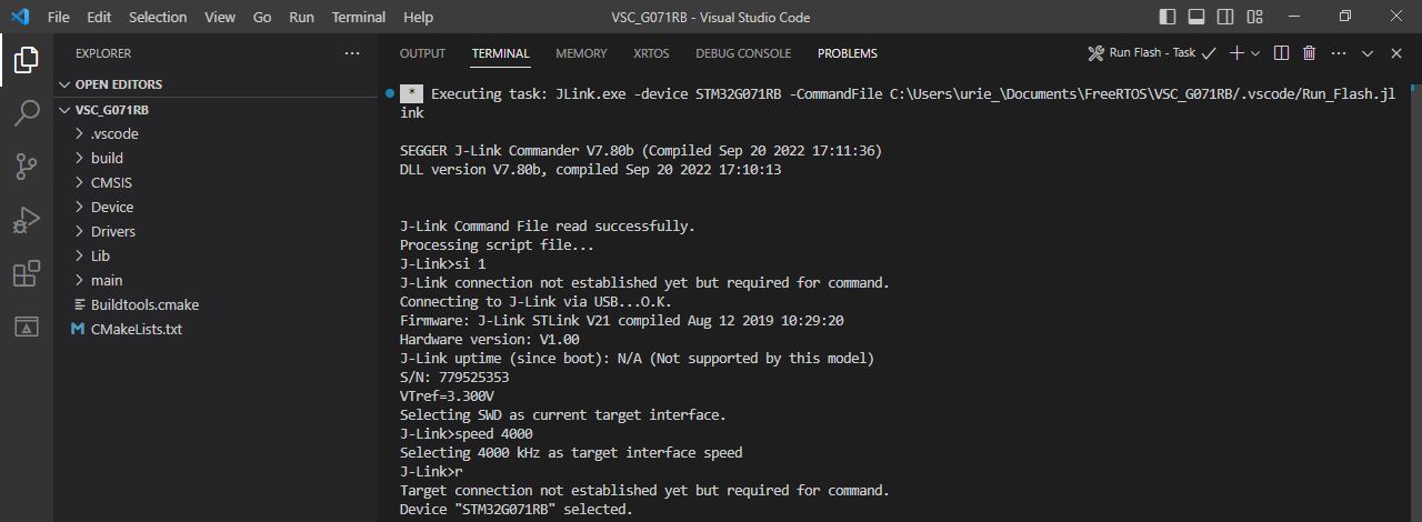 VSC Tasks Run flash en ejecución